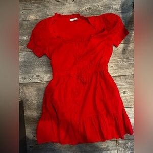 ALICE + OLIVIA Avi Cotton Button Down Ruched Waist Short Dress Size 8